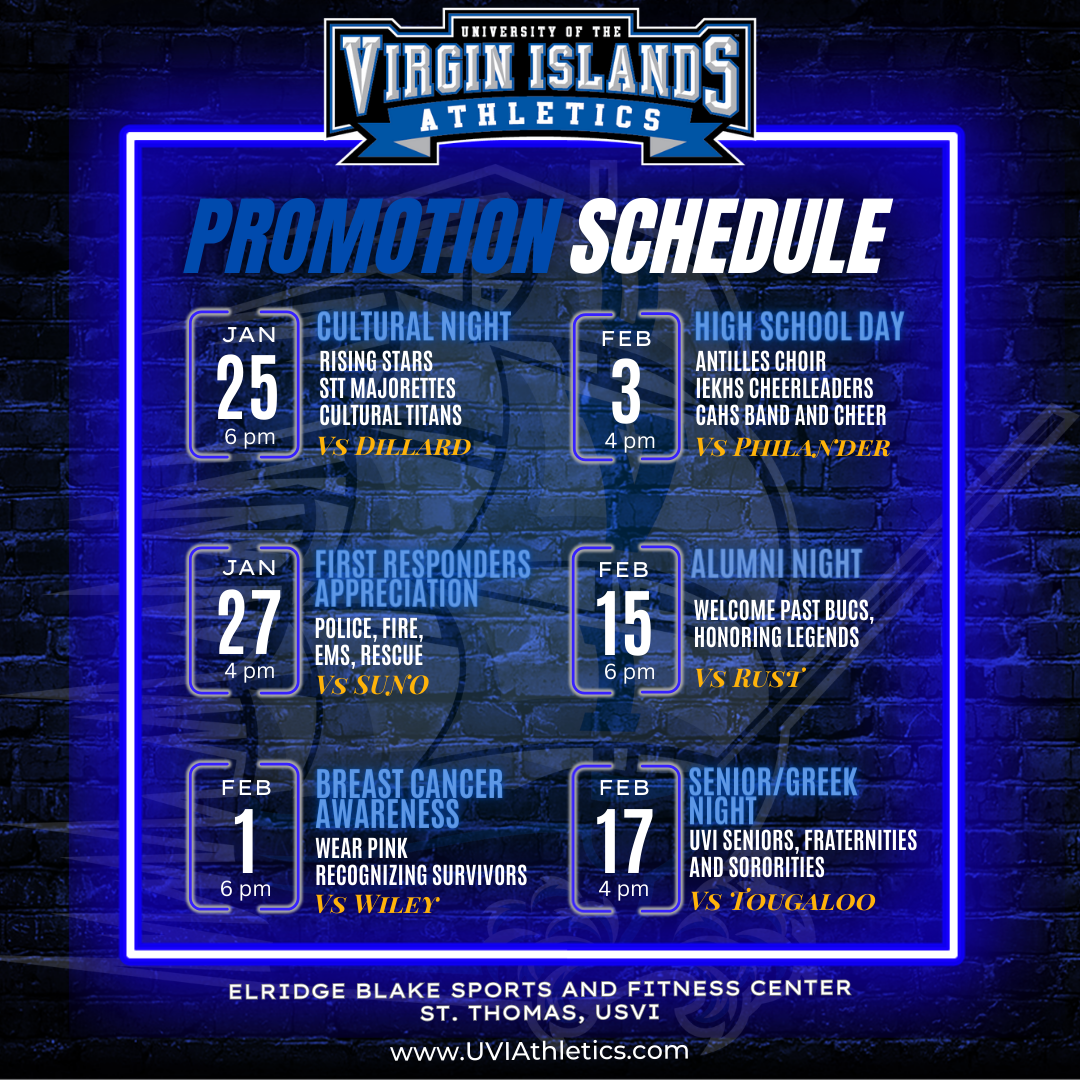 UVI Athletics Announces Promotional Schedule