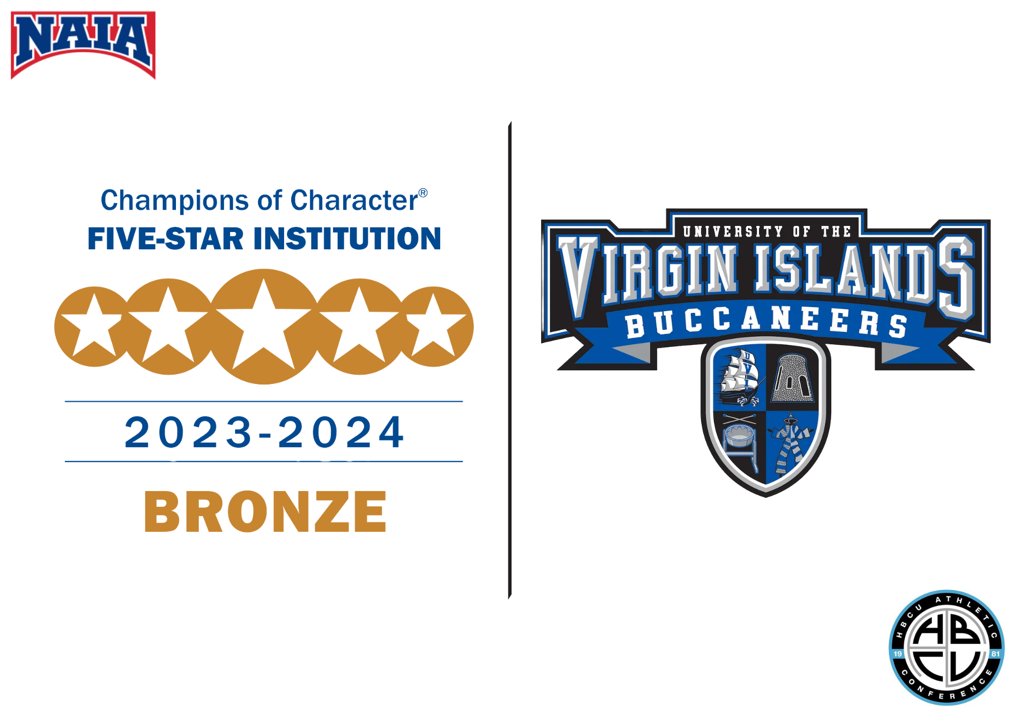 UVI Earns Champions of Character Five-Star Award from the NAIA